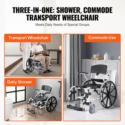 HFK-3301-24 - Versatile Shower Wheelchair with Cushioned Seat for 300 lbs
