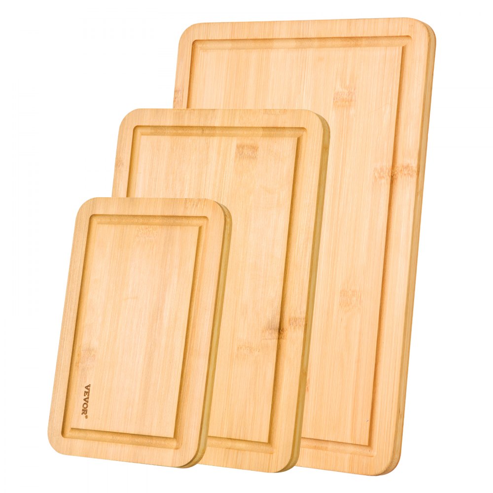 BCB008 - Set of 3 Durable Bamboo Cutting Boards with Juice Groove
