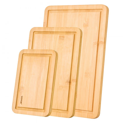 BCB008 - Set of 3 Durable Bamboo Cutting Boards with Juice Groove