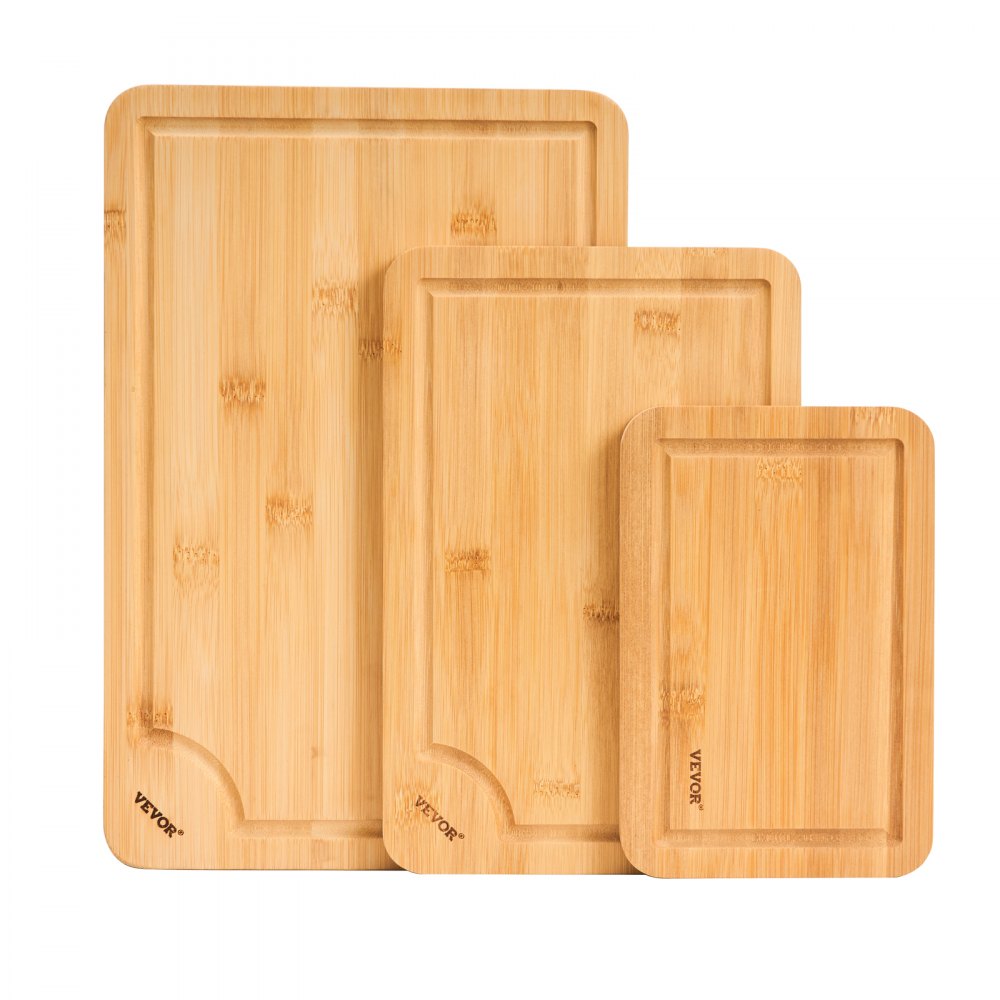 BCB008 - Set of 3 Durable Bamboo Cutting Boards with Juice Groove