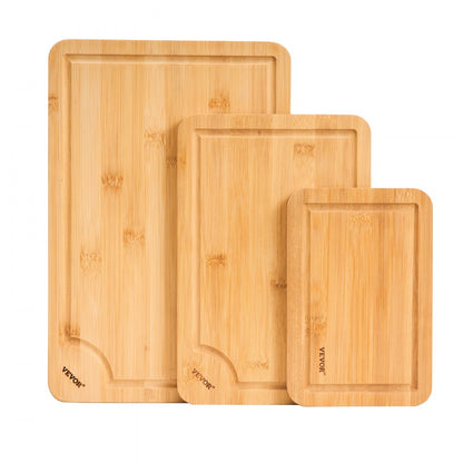 BCB008 - Set of 3 Durable Bamboo Cutting Boards with Juice Groove