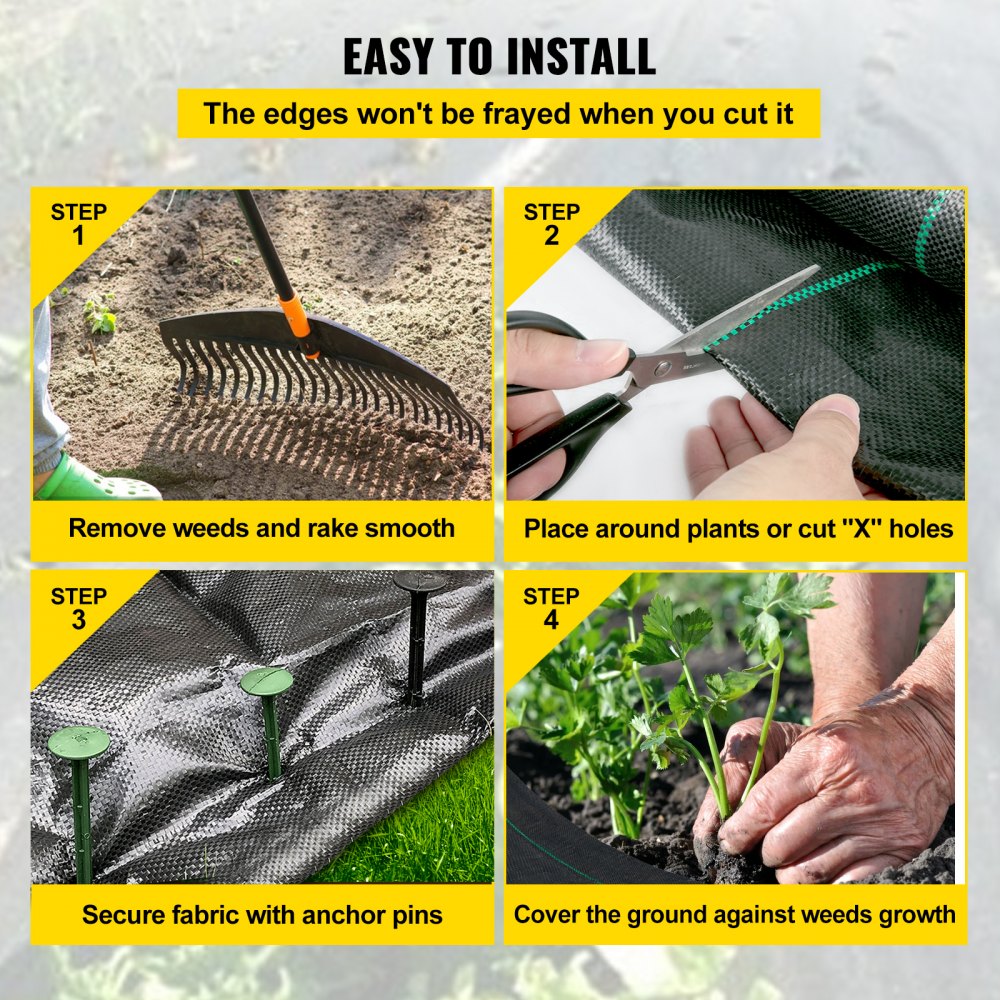 010885878485 - 6x300ft Durable Weed Barrier Fabric for Effective Plant Protection