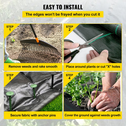010885878485 - 6x300ft Durable Weed Barrier Fabric for Effective Plant Protection