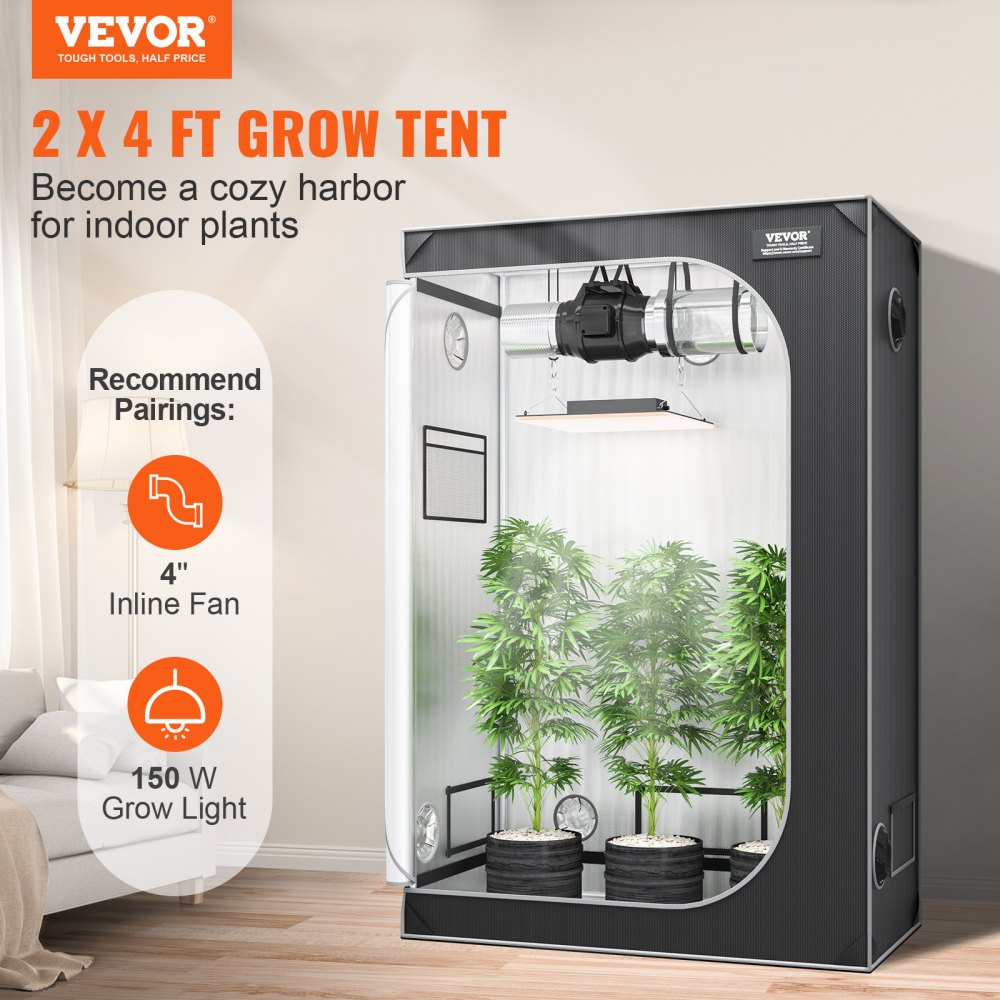 VVZZZP2000D - 48'' Grow Tent with Durable 2000D Fabric & Observation Window