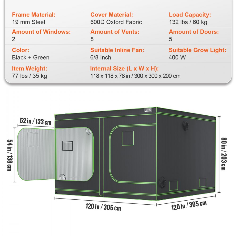 VVZZZP600D - Durable 10x10 Grow Tent with Easy Setup and Strong Frame