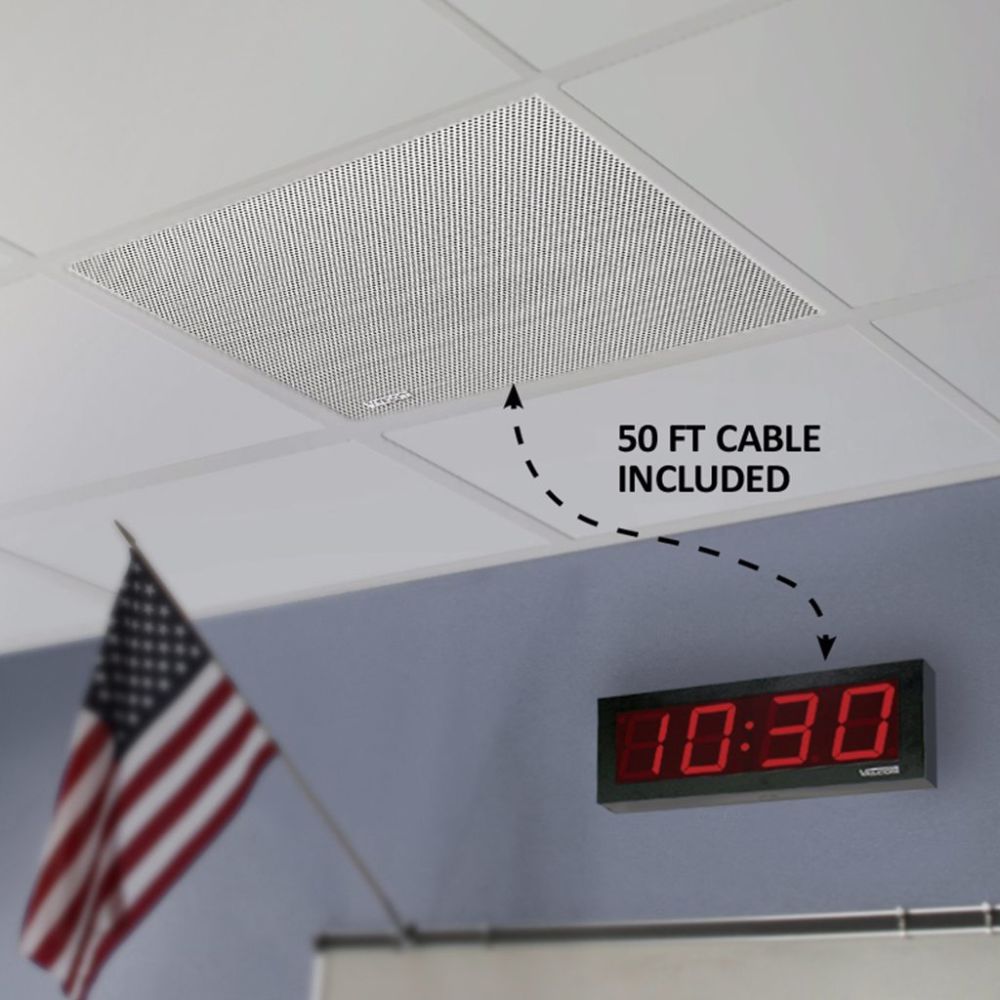 VIP-4122-D44-IC - 2' x 2' Ceiling Speaker & Digital Clock Kit