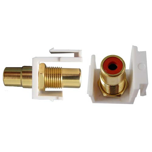 Vertical Cable 037-RCA/W/RD RCA Double Female Keystone Insert Gold Plated White