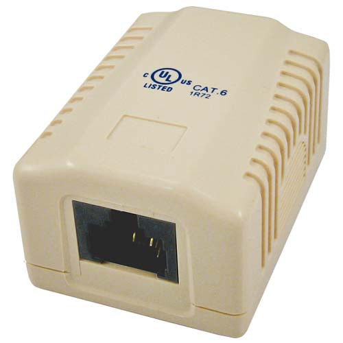 Vertical Cable 038-351IV 1-Port Surface Mount Box with CAT5E Jack Ivory (Pack of 50)