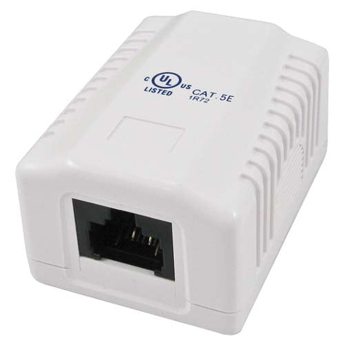 Vertical Cable 038-352WH 1-Port Surface Mount Box with CAT5E Jack White (Pack of 50)