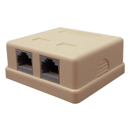 Vertical Cable 038-354IV 2-Port Surface Mount Box with CAT5E Jack Ivory (Pack of 50)