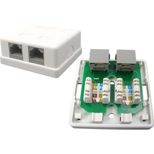 Vertical Cable 038-355WH 2-Port Surface Mount Box with CAT5E Jack White (Pack of 50)