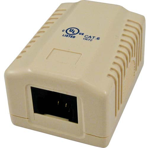 Vertical Cable 038-356IV 1-Port Surface Mount Box with CAT6 Jack Ivory (Pack of 50)