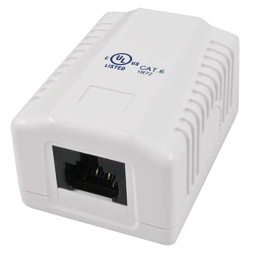 Vertical Cable 038-357WH 1-Port Surface Mount Box with CAT6 Jack White (Pack of 50)