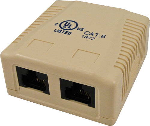 Vertical Cable 038-358IV 2-Port Surface Mount Box with CAT6 Jack Ivory (Pack of 50)