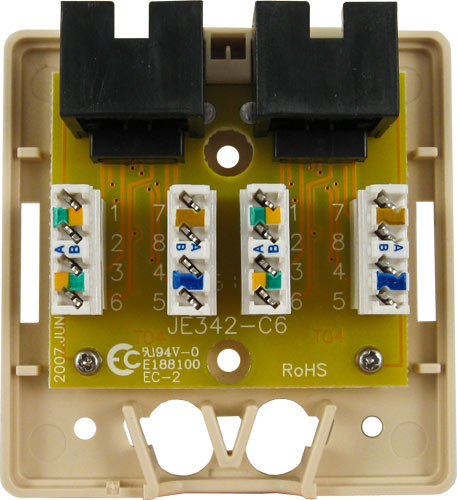 Vertical Cable 038-358IV 2-Port Surface Mount Box with CAT6 Jack Ivory (Pack of 50)