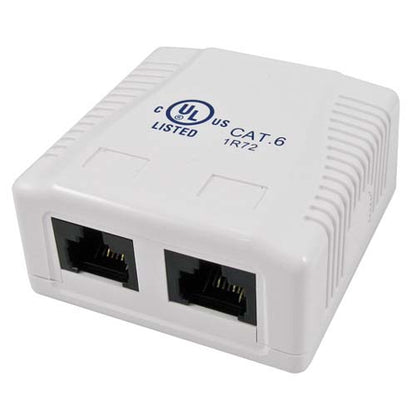 Vertical Cable 038-359WH 2-Port Surface Mount Box with CAT6 Jack White (Pack of 50)