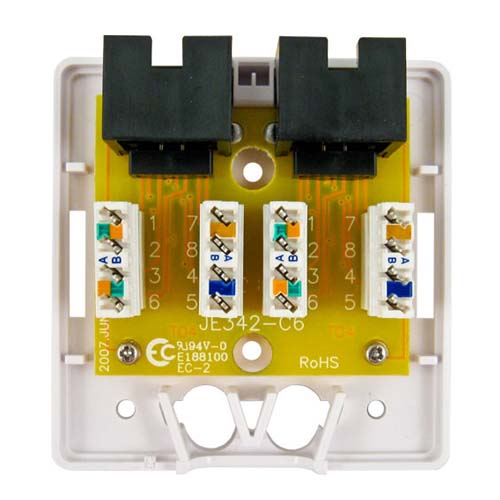 Vertical Cable 038-359WH 2-Port Surface Mount Box with CAT6 Jack White (Pack of 50)