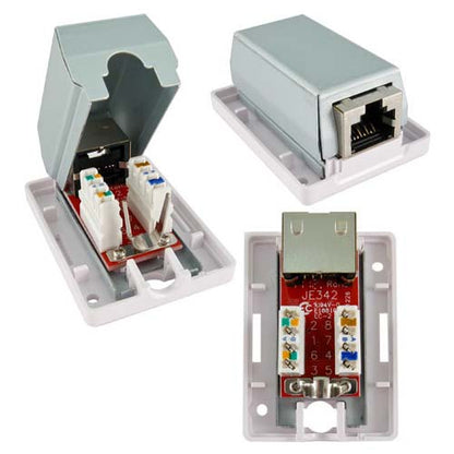 Vertical Cable 038-C6A/1P/WH 1-Port Surface Mount Box Shielded CAT6A Jack White (Pack of 50)