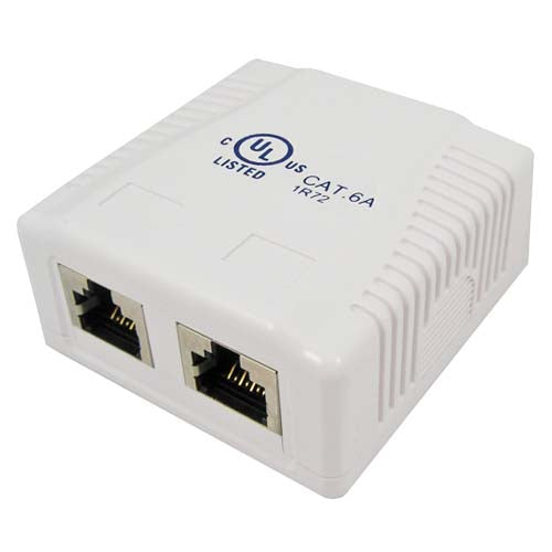 Vertical Cable 038-C6A/2P/WH 2-Port Surface Mount Box Shielded CAT6A Jack White (Pack of 50)