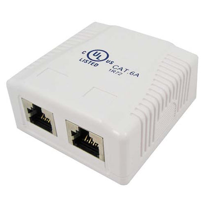 Vertical Cable 038-C6A/2P/WH 2-Port Surface Mount Box Shielded CAT6A Jack White (Pack of 50)