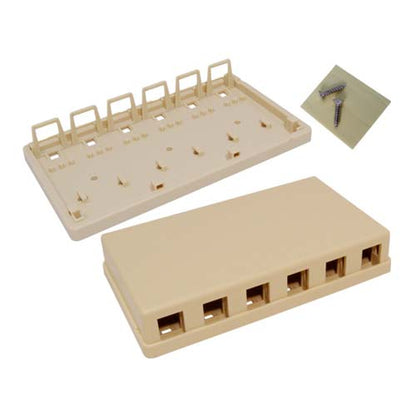 Vertical Cable 039-364IV 6-Port Surface Mount Box No Jack Ivory (Pack of 50)
