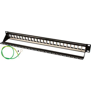 Vertical Cable 043-378/S/24/1U 24 Port Shielded Blank Patch Panel w/Ground Cable Black