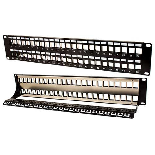 Vertical Cable 043-379/S/48/2U 48 Port Shielded Blank Patch Panel w/Ground Cable Black