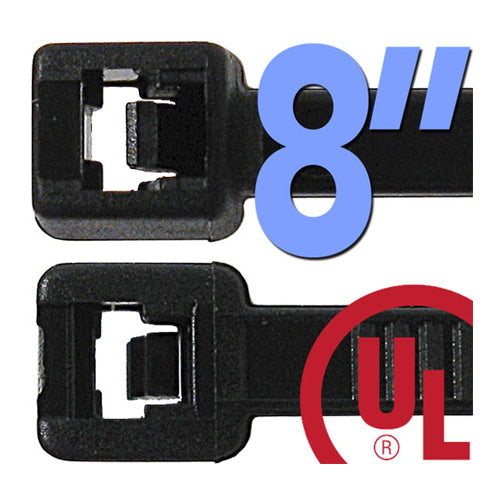 Vertical Cable 045-CT/18/8BK 8″ Cable Ties c(UL) Listed  Black (Pack of 100)