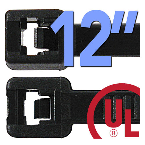 Vertical Cable 045-CT/50/12BK 12″ Cable Ties c(UL) Listed Black (Pack of 100)