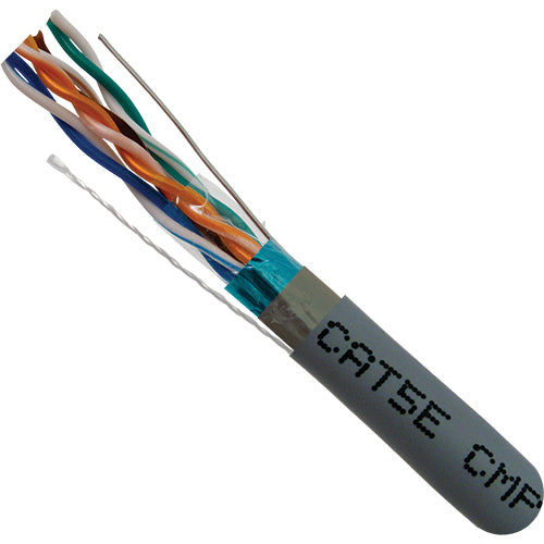 Vertical Cable 057-480/S/P/GY 24/8C Solid BC CU CAT5E Shielded F/UTP Plenum Rated (CMP) Cable 1000ft Gray