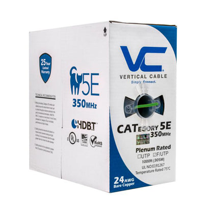 Vertical Cable 057-483/S/P/GR 24/8C Solid BC CU CAT5E Shielded F/UTP Plenum Rated (CMP) Cable 1000ft Green