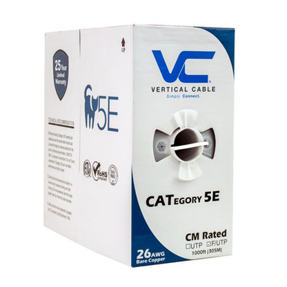 Vertical Cable 057-485/S/ST/WH 26/8C Stranded BC CU CAT5E F/UTP PVC Jacket Pull Box 1000ft White