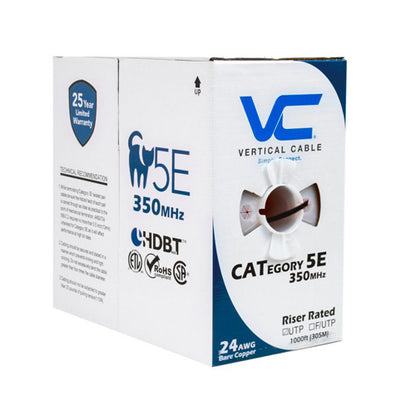 Vertical Cable 058-476/ST/BK 24/8C Stranded BC CU CAT5E UTP PVC Jacket Pull Box 1000ft Black