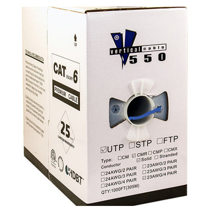 Vertical Cable 063-512/ST/BL 24/8C CAT6 UTP Stranded Bare Copper CM Rated 1000ft Pull Box Blue