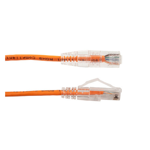 Vertical Cable 077-2077/10OR 28AWG CAT6A 10ft Stranded BC Mold-Injection-Snagless Patch Cord Slim Type Orange