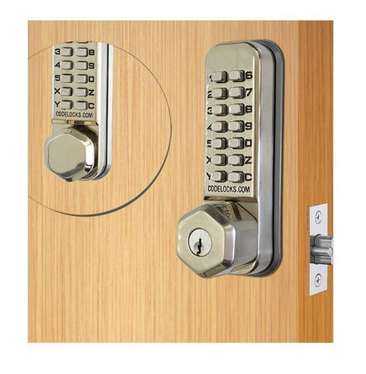 Code Locks CL290KBBSS Stainless Steel Tubular Latch Back - Back w/ Key Override