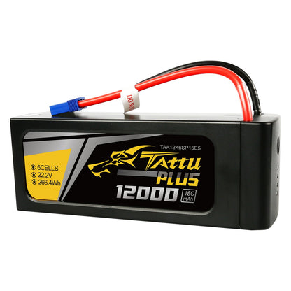 Tattu 12000mAh 6S1P 22.2V 15C Smart Lipo Battery Pack With EC5 Plug (New Version)