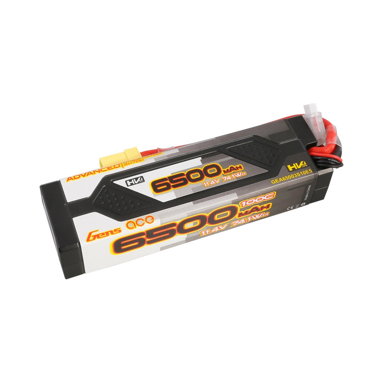 Gens Ace Advanced 6500mAh 3S1P 11.4V 100C HardCase Lipo Battery Pack 60# With EC5 Plug