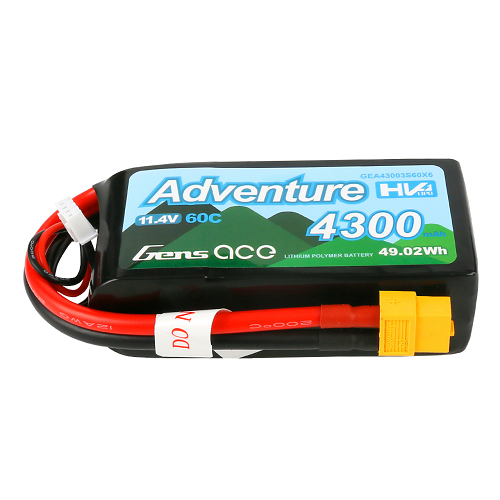 Gens Ace Adventure High Voltage 4300mAh 3S1P 11.4V 60C Lipo Battery With XT60 Plug