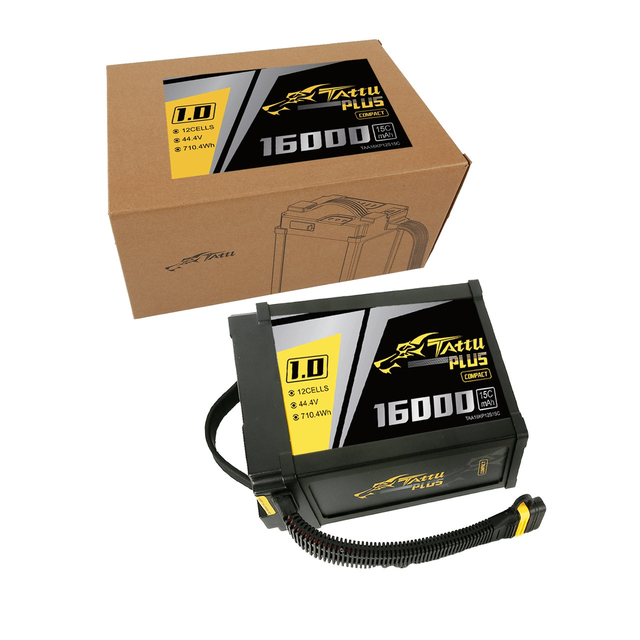 Tattu Plus 1.0 Compact Version 16000mAh 12S1P 44.4V 15C Lipo Smart Battery Pack With AS150U Plug