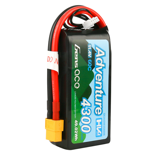 Gens Ace Adventure High Voltage 4300mAh 3S1P 11.4V 60C Lipo Battery With XT60 Plug