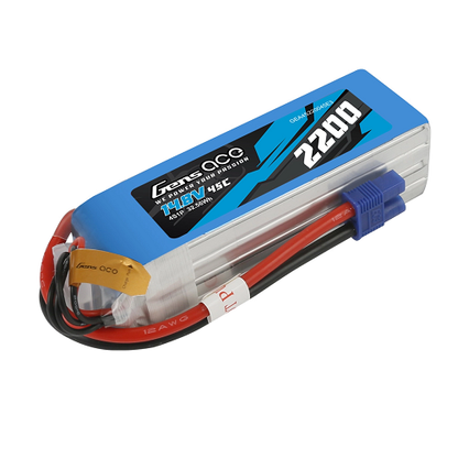 Gens Ace 2200mAh 4S1P 14.8V 45C Lipo Battery Pack With EC3 Plug