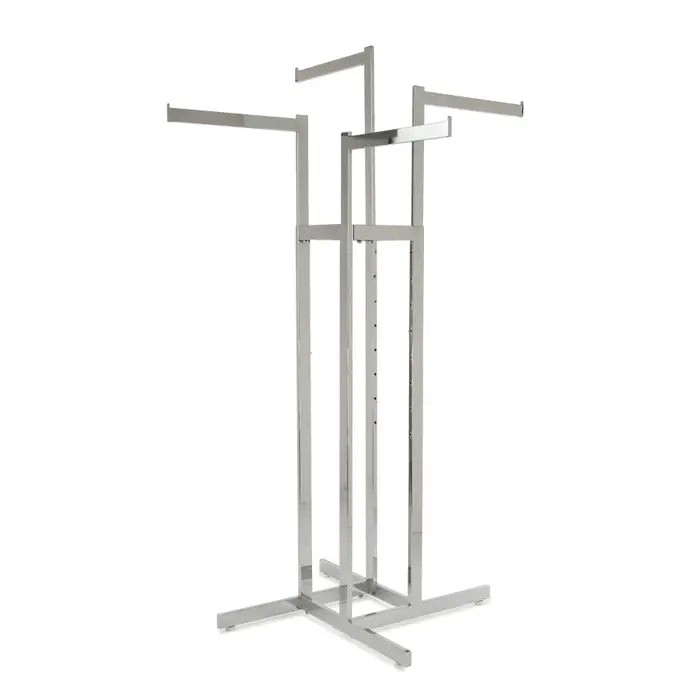4-Way Garment Rack with Straight Arms - Rectangular Tubing Uprights Econoco K85