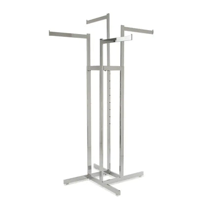 4-Way Garment Rack with Straight Arms - Rectangular Tubing Uprights Econoco K85