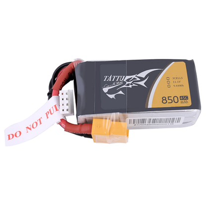 Tattu 850mAh 3S1P 11.1V 45C Lipo Battery Pack With XT60 Plug