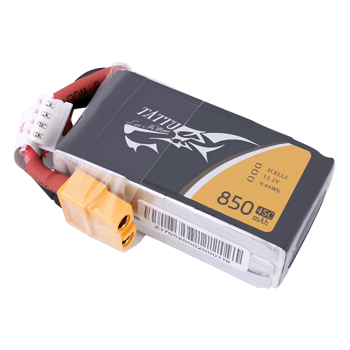 Tattu 850mAh 3S1P 11.1V 45C Lipo Battery Pack With XT60 Plug