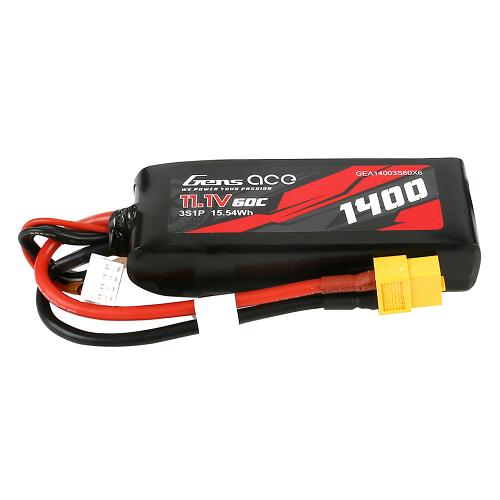 Gens Ace 1400mAh 3S1P 11.1V 60C Lipo Battery Pack With XT60 Plug