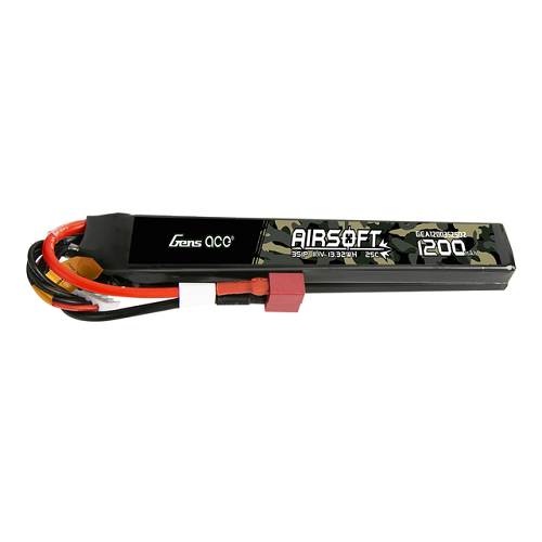 Gens Ace 1200mAh 3S1P 11.1V 25C 2X Airsoft Gun Battery With Dean Plug