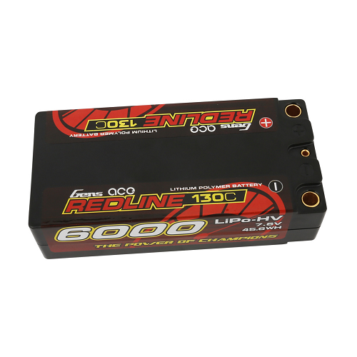 Gens Ace Redline Series 6000mAh 2S2P 7.6V 130C HardCase HV Shorty Lipo Battery