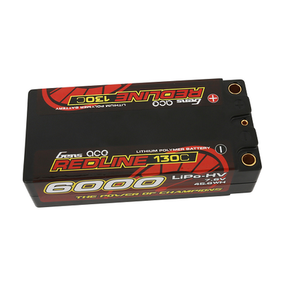 Gens Ace Redline Series 6000mAh 2S2P 7.6V 130C HardCase HV Shorty Lipo Battery